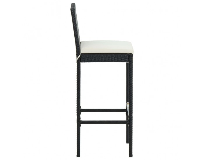 Sonata Градински бар комплект с възглавници, 5 части, черен полиратан