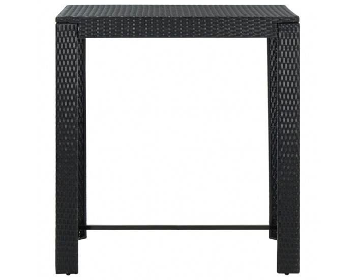 Sonata Градински бар комплект с възглавници, 5 части, черен полиратан