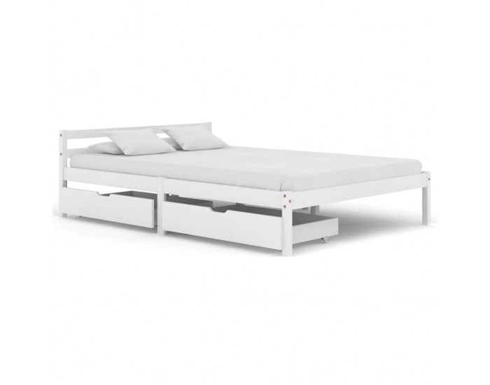 Sonata Рамка за легло с 2 чекмеджета, бяла, бор масив, 120x200 см