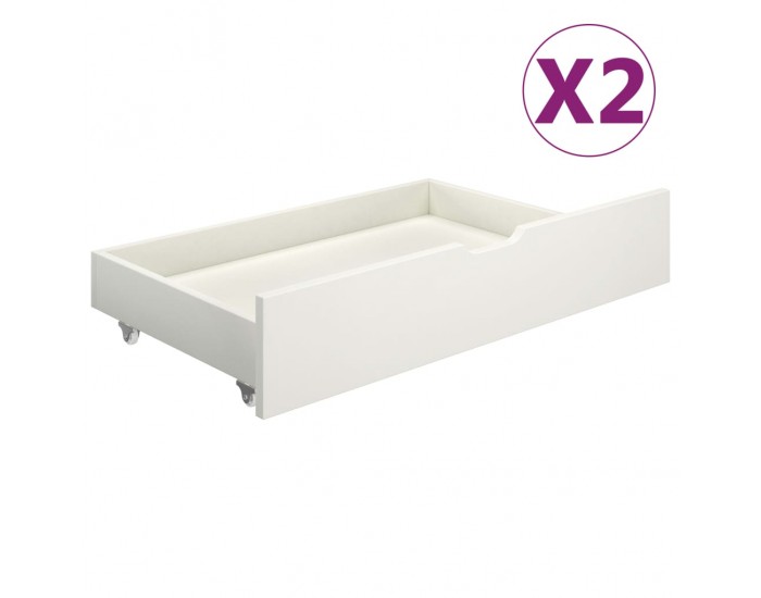 Sonata Рамка за легло с 2 чекмеджета, бяла, бор масив, 120x200 см