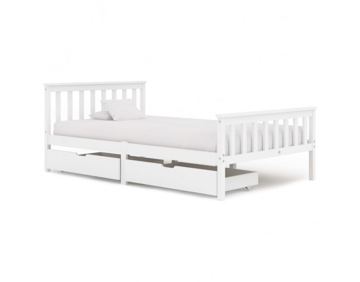 Sonata Рамка за легло с 2 чекмеджета, бяла, бор масив, 120x200 см