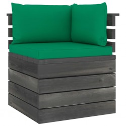 Sonata Градински палетен ъглов диван с възглавници, борова дървесина - Градински Дивани и Пейки