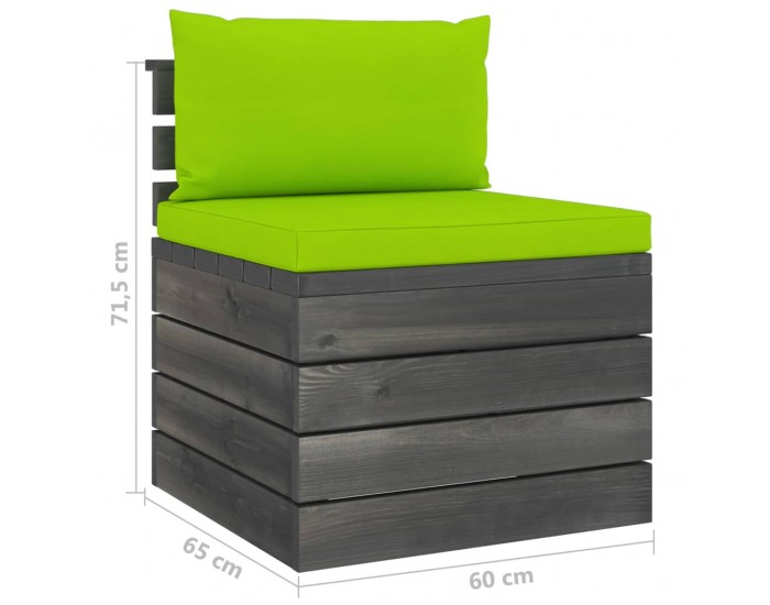 Sonata Градински палетен среден диван с възглавници, борова дървесина