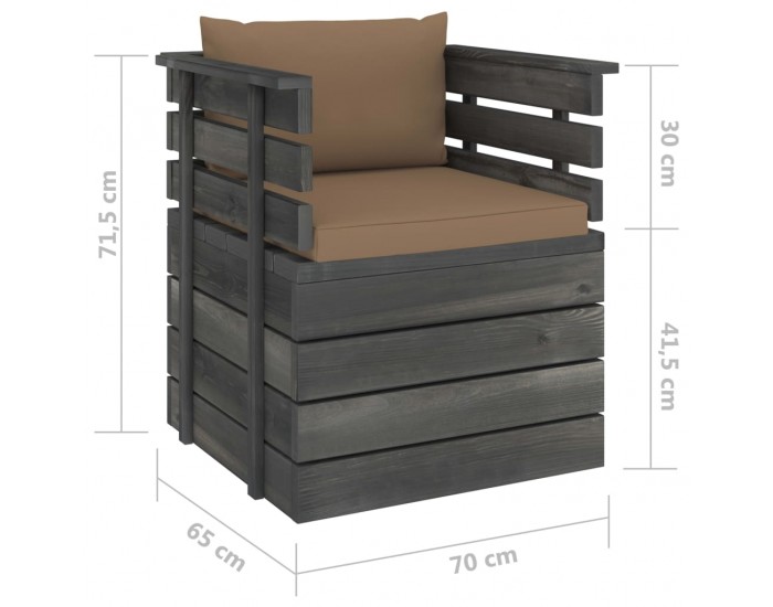 Sonata Градински фотьойл с възглавници, борова дървесина