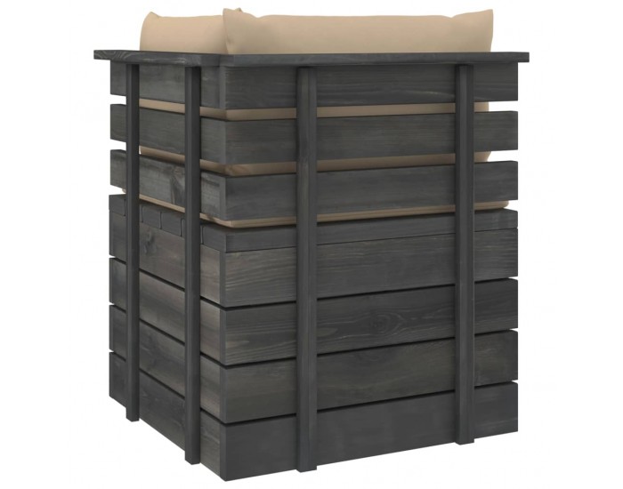 Sonata Градински 2-местен палетен диван възглавници борово дърво масив