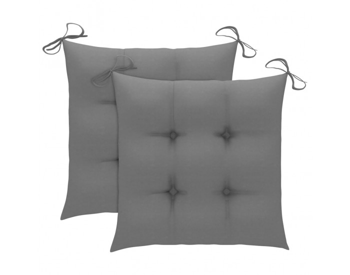 Sonata Градински столове 2 бр сиви възглавници тиково дърво масив