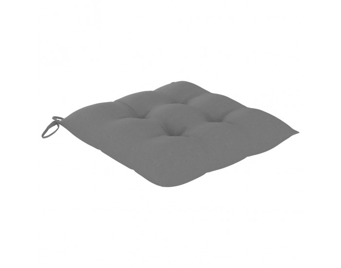 Sonata Градински столове 2 бр сиви възглавници тиково дърво масив