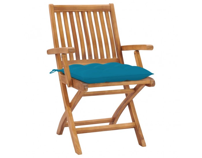 Sonata Градински столове 2 бр светлосини възглавници тик масив