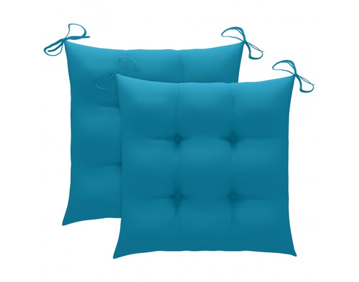 Sonata Градински столове 2 бр светлосини възглавници тик масив