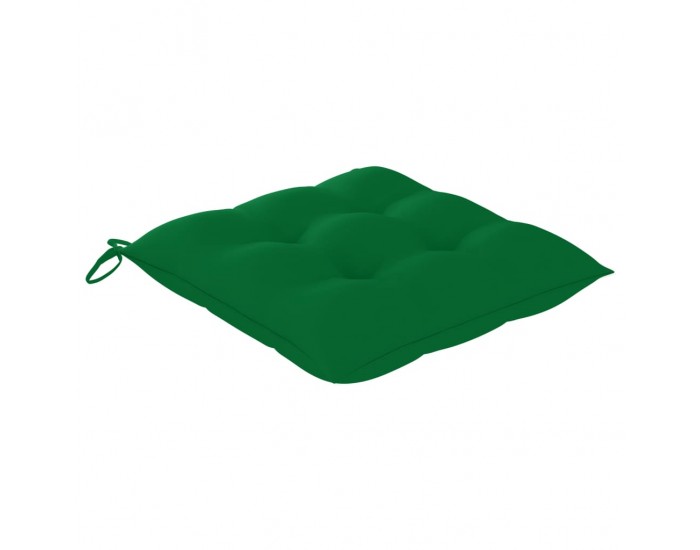 Sonata Градински столове 2 бр зелени възглавници тиково дърво масив