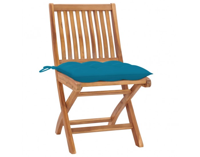 Sonata Градински столове 2 бр светлосини възглавници тик масив