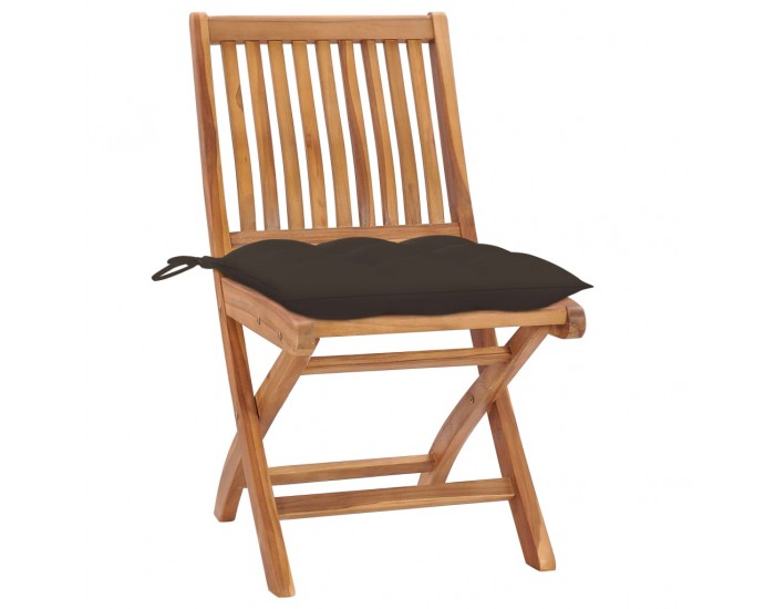 Sonata Градински столове 2 бр възглавници таупе тиково дърво масив