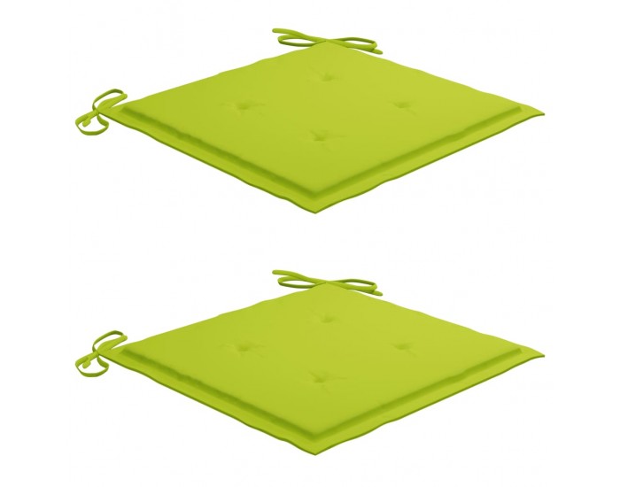 Sonata Градински столове с яркозелени възглавници 2 бр тик масив