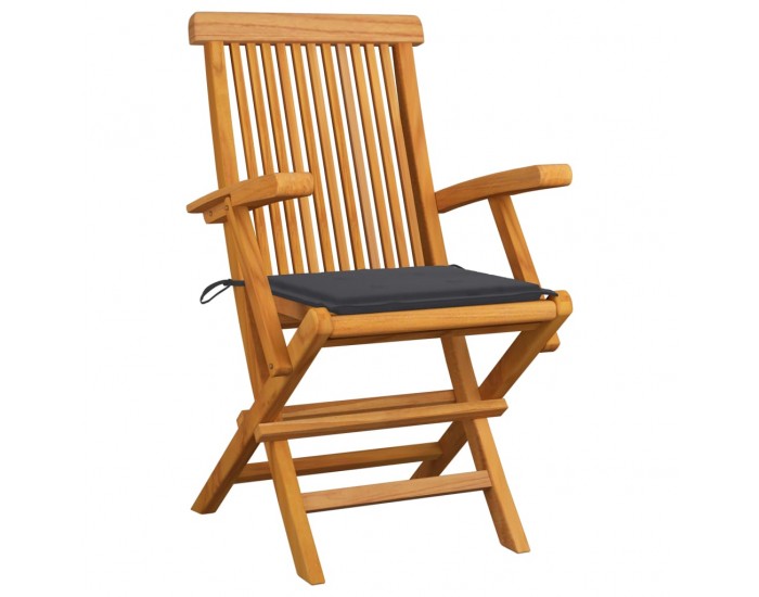 Sonata Градински столове с възглавници антрацит 3 бр тик масив