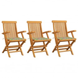 Sonata Градински столове с възглавници на листа 3 бр тик масив - Градински столове