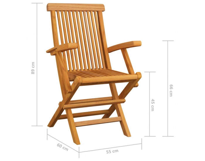 Sonata Градински столове със сини възглавници 6 бр тиково дърво масив