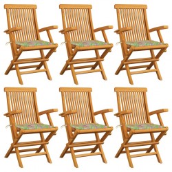 Sonata Градински столове със възглавници на листа 6 бр тик масив - Градински столове