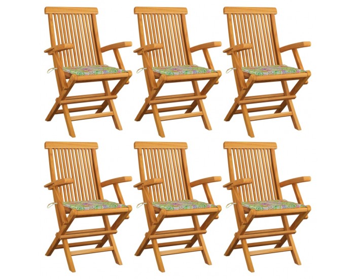 Sonata Градински столове със възглавници на листа 6 бр тик масив