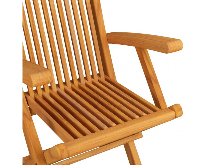 Sonata Градински столове сиво каре възглавници на листа 6 бр тик масив