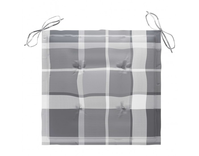 Sonata Градински столове сиво каре възглавници на листа 6 бр тик масив