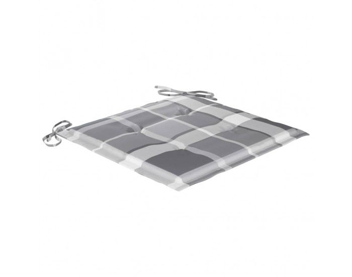 Sonata Градински столове сиво каре възглавници на листа 6 бр тик масив