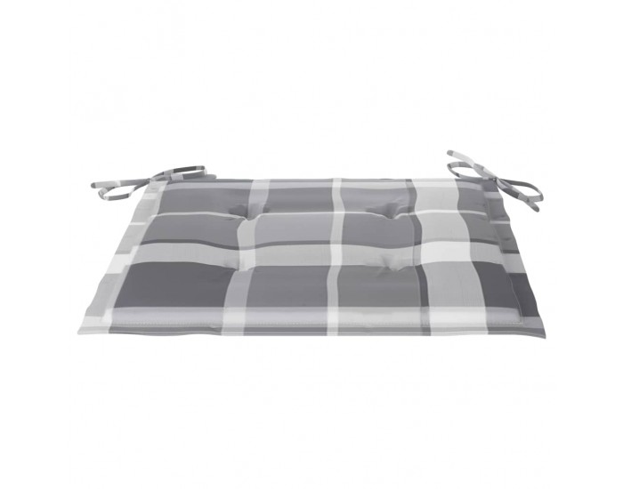 Sonata Градински столове сиво каре възглавници на листа 6 бр тик масив