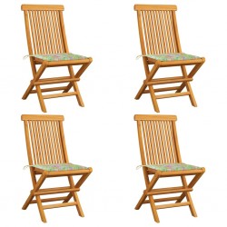Sonata Градински столове с възглавници на листа 4 бр тик масив - Градински столове