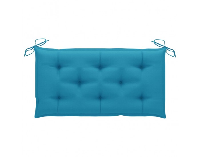 Sonata Градинска пейка със светлосиня възглавница, 112 см, тик масив