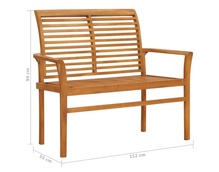 Sonata Градинска пейка със светлосиня възглавница, 112 см, тик масив