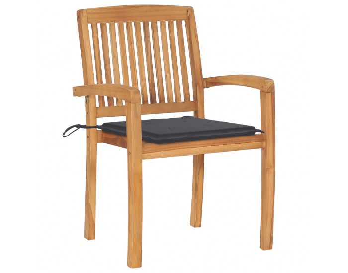 Sonata Градински столове 2 бр възглавници антрацит тиково дърво масив