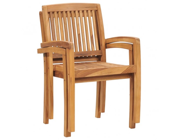 Sonata Градински столове, 2 бр, сиви възглавници, тиково дърво масив