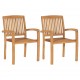 Sonata Градински столове, 2 бр, сиви възглавници, тиково дърво масив