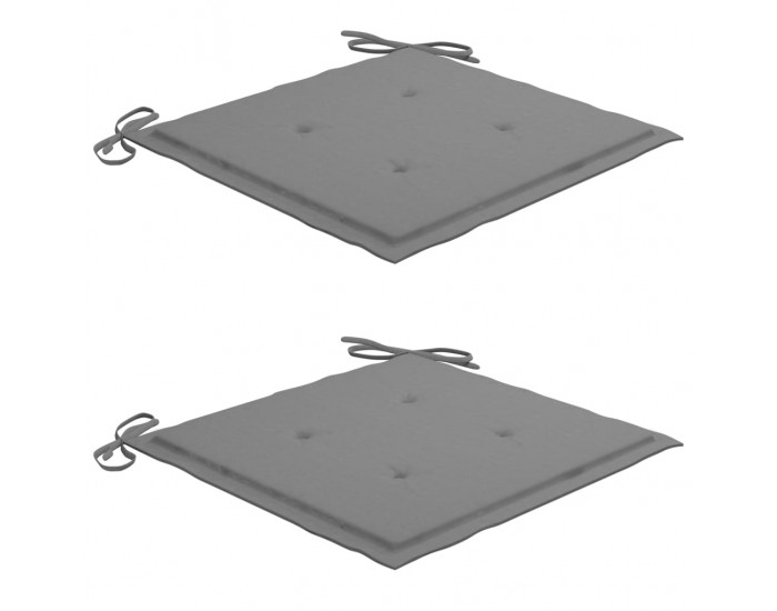 Sonata Градински столове, 2 бр, сиви възглавници, тиково дърво масив