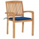 Sonata Градински столове, 2 бр, сини възглавници, тиково дърво масив