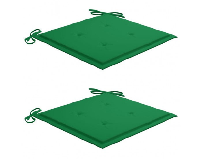 Sonata Градински столове, 2 бр, зелени възглавници, тиково дърво масив