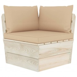 Sonata Градински палетен ъглов диван с възглавници, импрегниран смърч - Градински Дивани и Пейки