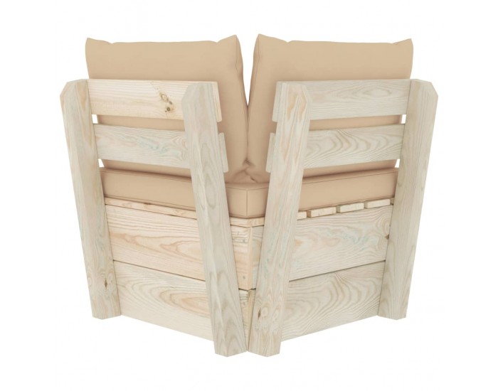 Sonata Градински палетен ъглов диван с възглавници, импрегниран смърч