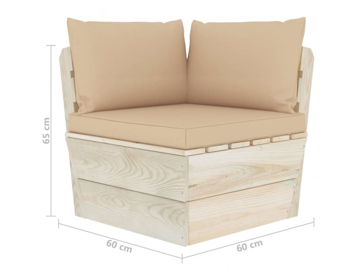 Sonata Градински палетен ъглов диван с възглавници, импрегниран смърч