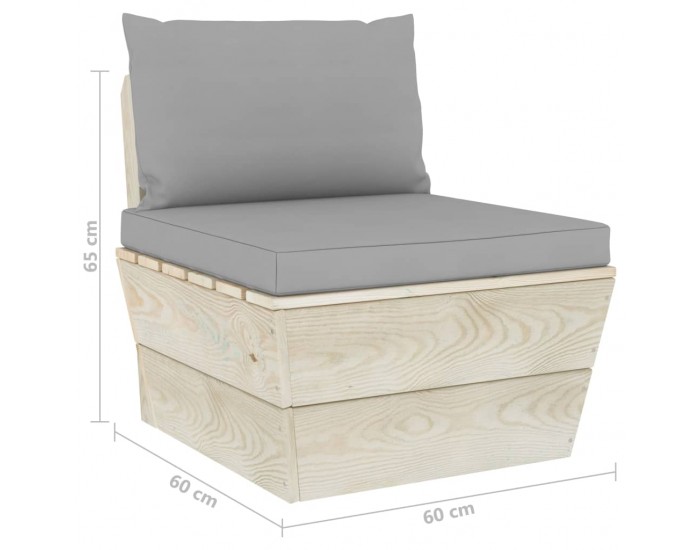 Sonata Градински палетен среден диван с възглавници, импрегниран смърч