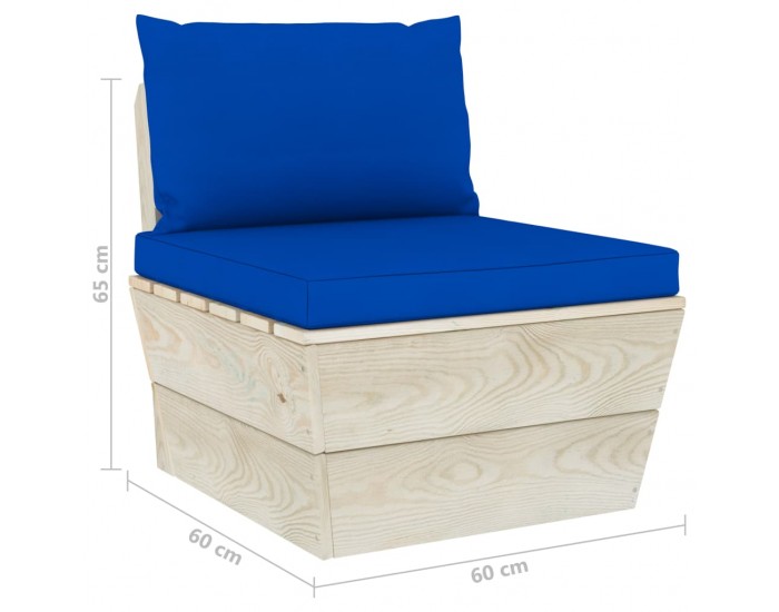 Sonata Градински палетен среден диван с възглавници, импрегниран смърч