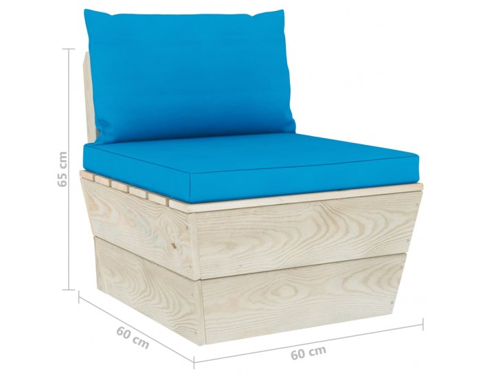 Sonata Градински 3-местен палетен диван възглавници импрегниран смърч