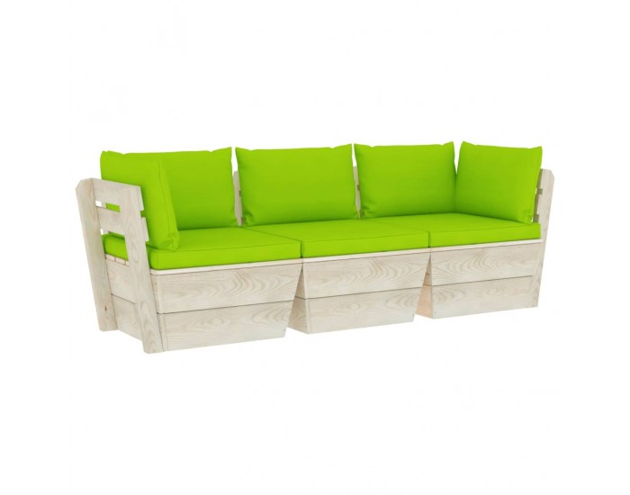 Sonata Градински 3-местен палетен диван възглавници импрегниран смърч