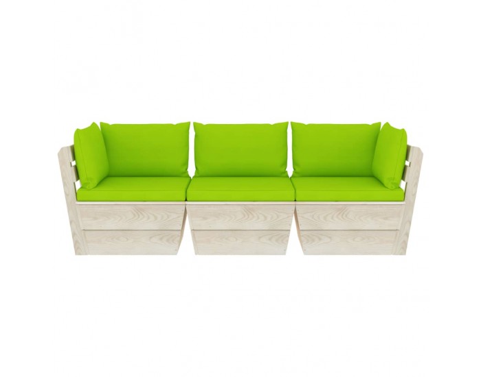 Sonata Градински 3-местен палетен диван възглавници импрегниран смърч