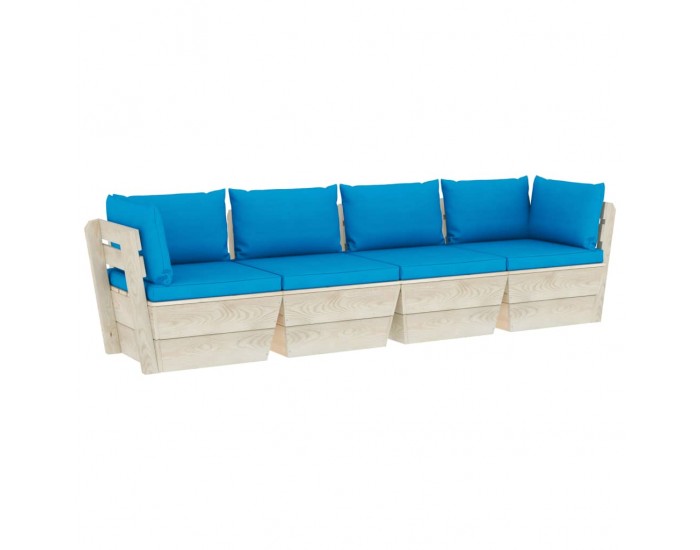 Sonata Градински 4-местен палетен диван възглавници импрегниран смърч
