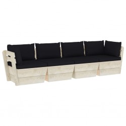 Sonata Градински 4-местен палетен диван възглавници импрегниран смърч - Sonata H