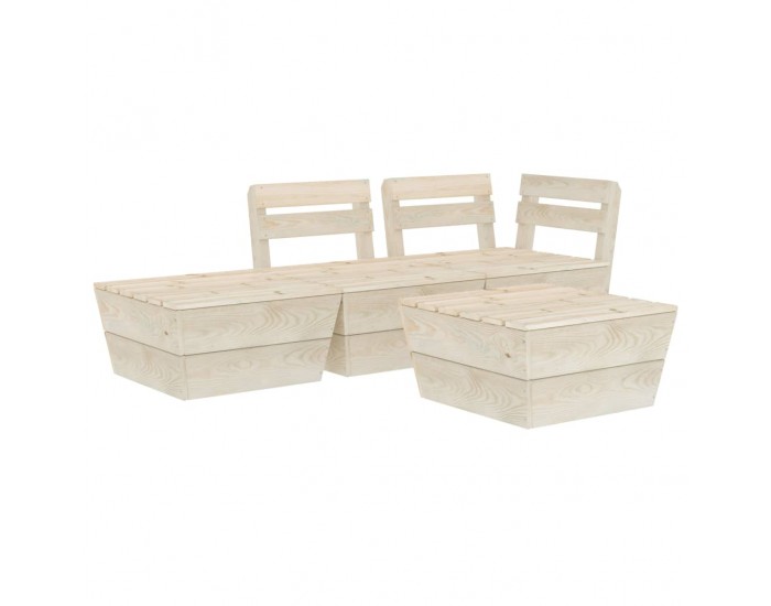 Sonata Градински лаундж комплект от палети, 4 части, импрегниран смърч