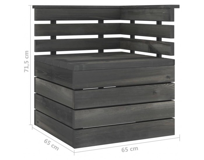 Sonata Градински 2-местен палетен диван, тъмносив, борово дърво масив