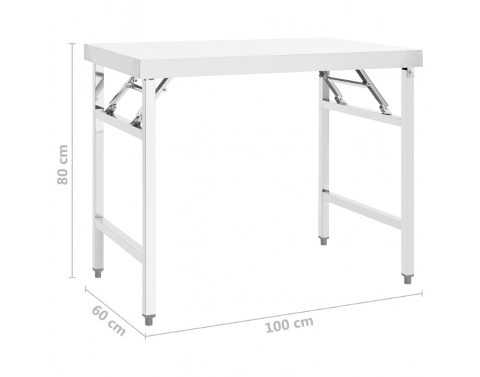 Sonata Кухненска сгъваема работна маса 100x60x80 см неръждаема стомана