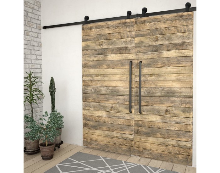 Sonata Механизми за плъзгаща врата, 2 бр, 200 см, стомана, черни Sonata Механизми за плъзгаща врата, 2 бр, 200 см, стомана, черни