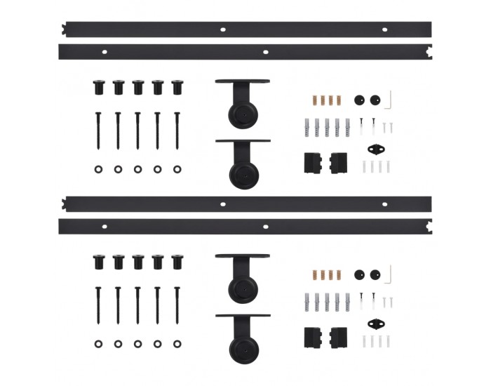 Sonata Механизми за плъзгаща врата, 2 бр, 200 см, стомана, черни Sonata Механизми за плъзгаща врата, 2 бр, 200 см, стомана, черни